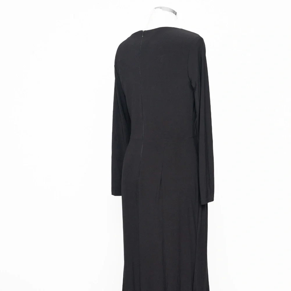 Xscape - Long Sleeve Stretchy V-neck Ruffle Dress - Picture 13 of 14
